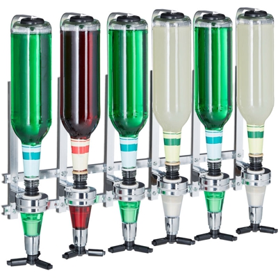 Relaxdays - Spillatore da Parete, Bar Butler per 6 Bottiglie, Dosatore Professionale da 3 cl, 53x36x11 cm, Argento