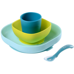 Set Pappa in Silicone 4 pz Blu e Verde - Beaba precio