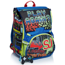 Zaino Cartella Scuola Estensibile Seven SJ Boy Play Again Patta Intercambiabile - BAKAJI en oferta