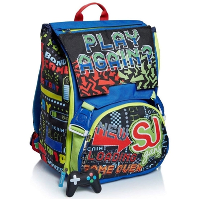 Zaino Cartella Scuola Estensibile Seven SJ Boy Play Again Patta Intercambiabile - BAKAJI