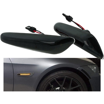 Kit Freccia Laterale a Led Side Marker Lente Nero Fume Luce Arancione Per BMW E46 E36 E60 E61 E81 E82 E87 E88 E92 E93 X1 E84 X3 E83 X5 E53 E46 E81