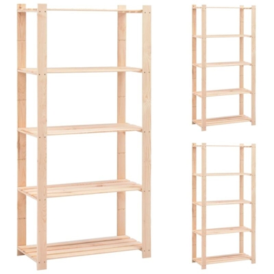 Scaffali a 5 Livelli 3 pz 80x38x170 cm Massello Pino 250 kg - VIDAXL