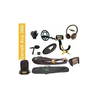 Metal detector garrett ace 300i cuffie salvapiastra + pala + guanti sacca zaino