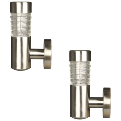 Luce Solare LED da Giardino a Parete Tacoma 2 pz Argento 34245 - Luxform