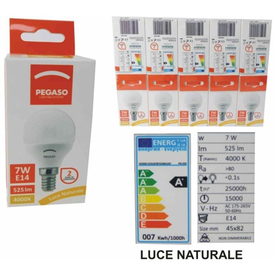Bighouse It - LAMPADA ECOLED SFERA E14 7W 4000K PN-035 LUCE NATURALE