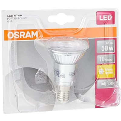 LED (monocolore) Classe energetica: A+ (A++ - E) LED STAR PAR16 50 36° 4.5 W/2700K E14 4058075264397 E14 Potenza - Osram