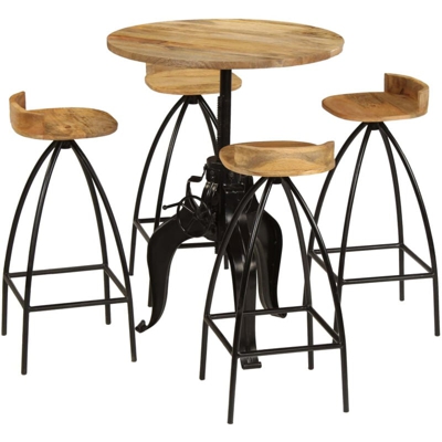 Set da Bar 5 pz in Legno Massello di Mango - ASUPERMALL