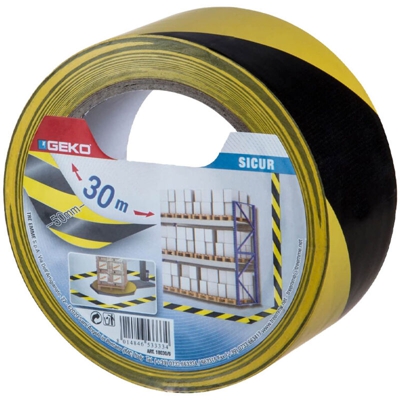 Nastro adesivo segnaletico giallo nero 25 mt x 50 mm telato sicur usa - GEKO