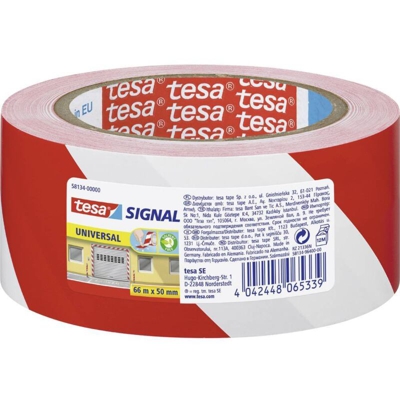 tesa 58134-00000-00 Nastro adesivo per segnalazioni Rosso, Bianco (L x L) 66 m x 50 mm 66 m