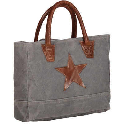 Vidaxl - Borsa Shopper 32x10x37,5 cm in Tela e Vera Pelle Grigia