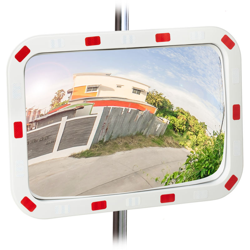 Specchio Convesso,HxL 60x40 cm, Resistente alle Intemperie,Infrangibile,Plastica ABS,Rettangolare,bianco/rosso - RELAXDAYS características