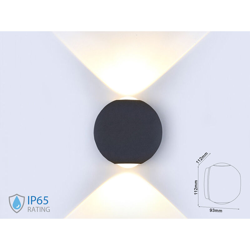 Lampada LED da Muro Sferica 6W Doppio Fascio Luminoso Colore Nero 3000K IP65 - V-tac características