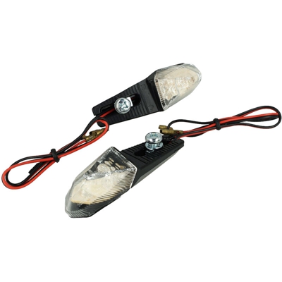 BKR - Coppia Frecce Led Fast Vetro Bianco Corpo Nero Omologate Resistenza Inclusa Per Moto e Scooter 12V 0,5W