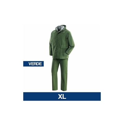 Marca - COMPLETO ANTIPIOGGIA NYLON COPRI TUTA MOTO BICI IMPERMEABILE CAPPUCCIO (30070V) XL (15635),Verde