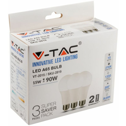 Lampadina LED E27 15W A65 2700K (Box 3 pezzi) - V-TAC características