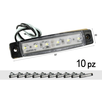 10 Pezzi Fanali Laterali Led 24V 12V Colore Bianco Freddo Per Luce Ingombro Cortesia Targa Cupola Cappa Camion Rimorchio Caravan Furgone - CARALL