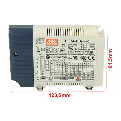 Led Driver CC LCM-60 Dimmerabile 0/1-10V 10V PWM Resistance Corrente Costante Modulare 500/600/700/900/1050/1400mA - Meanwell