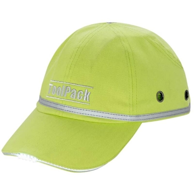Toolpack Cappello Protettivo da Lavoro con Luce LED Verde Lime