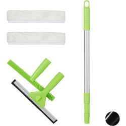 Lavavetri, Set Professionale 5 Pezzi, Tira & Asciuga Vetri, con Asta Telescopica Allungabile, verde - RELAXDAYS características