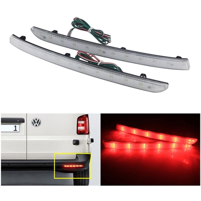 Kit 2 Fanali Posteriori A Led Trasparente Luce Rosso Bianco Per VW T5 Transporter Multivan 2012-2015 Caravelle 2014 - CARALL