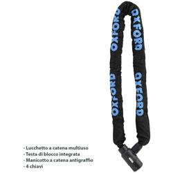 Catena Moto GP OF178 Chain Lock 150cm Maglia Quadra 8mm Con 4 Chiavi - Oxford precio