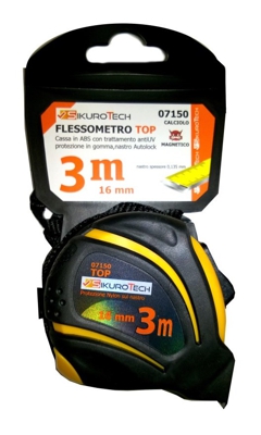 Flessometro 3 mt Sikurotech 07150 16 mm stop automatico metro impugnatura ergonomica