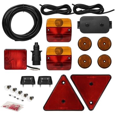 Kit luci posteriori rimorchi illuminazione 7 pin targa catadiottri fendinebbia - ECD GERMANY