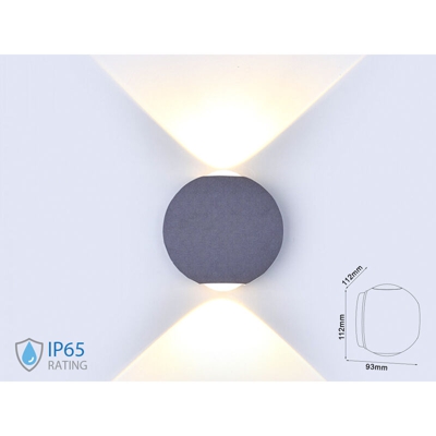 Lampada LED da Muro Sferica 6W Doppio Fascio Luminoso Colore Grigio 4000K IP65 - V-tac