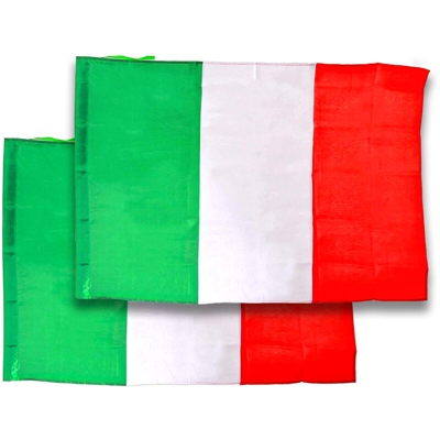 2 PZ Bandiera Italiana Italia 145X90 cm In Tessuto Poliestere Con Passante Per L'Asta - CARALL