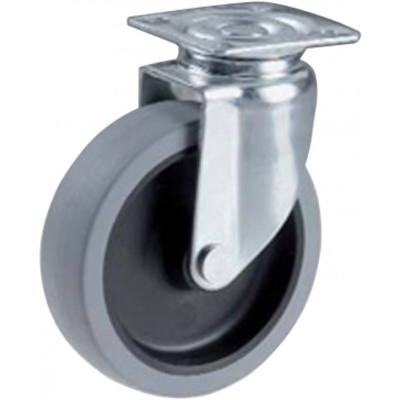 Ruota in Gomma con Piastra Girevole D1P 7 ? 40 mm Piastra 47x47mm Portata 15Kg - CEBORA