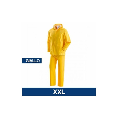 Marca - COMPLETO ANTIPIOGGIA NYLON COPRI TUTA MOTO BICI IMPERMEABILE CAPPUCCIO (30070V) XXL (19485),Giallo