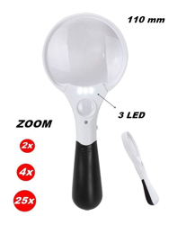 Sunlux - LENTE INGRANDIMENTO CON MANICO A TRE INGRANDIMENTI 2x - 4x - 25x E LUCE A 3 LED características