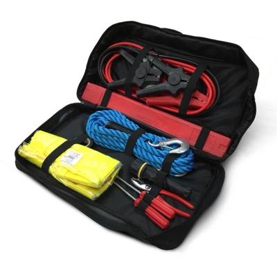 WORKMEN KITU13 - Kit sicurezza auto (gilet catarifrangenti/guanti/attrezzi/cavi/lampadina) con borsa - WORK MEN