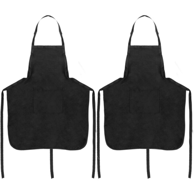 Grembiule da cucina e cameriere 56 x 47 cm nero con 2 tasche 2-pack - Primematik