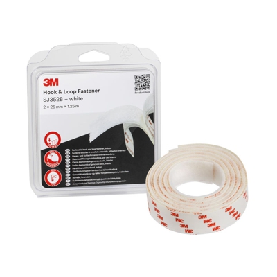 Fissaggio richiudibile Velcro 3M SJ352B Hook & Loop 25 mm x 1.25 m colore bianco