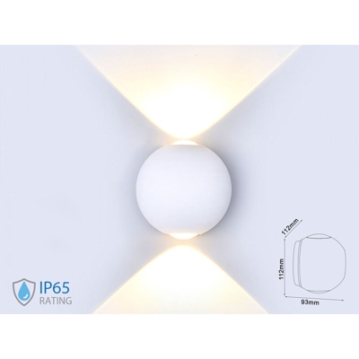 Lampada LED da Muro Sferica 6W Doppio Fascio Luminoso Colore Bianco 3000K IP65 - V-tac