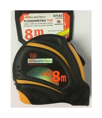 Flessometro 8 mt Sikurotech 07152 25 mm stop automatico metro impugnatura ergonomica