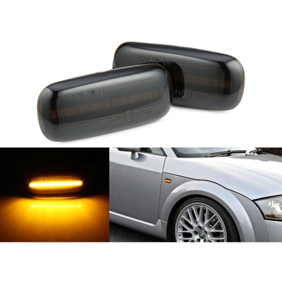 Kit Freccia Laterale a Led Side Marker Lente Nero Fume Luce Arancione Per Audi TT A2 8L A3 S3 B5 A4 S4 RS4 A6 S6 C5 - CARALL