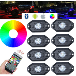 Kit Mini RGB Rock Light Bluetooth APP Sensore Musica Con 8 Luci Led 12V 24V IP68 Sottoscocca Per Jeep Off Road SUV Barca - CARALL precio