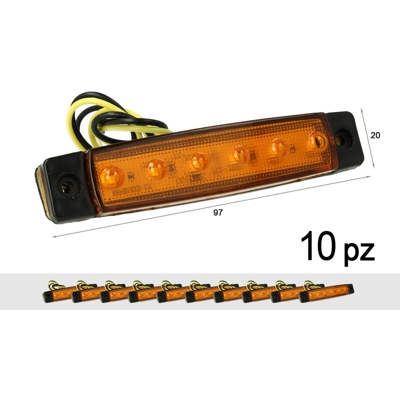 10 Pezzi Fanali Laterali Led 24V 12V Colore Arancione Per Luce Ingombro Cortesia Targa Cupola Cappa Camion Rimorchio Caravan Furgone - CARALL