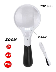 Sunlux - LENTE INGRANDIMENTO CON MANICO A TRE INGRANDIMENTI 2x - 4x - 25x E LUCE A 3 LED características