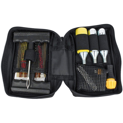 Kit Ripara Gomme Riparazione e Gonfiare Pneumatico Universale Per Moto Scooter BKR Deluxe Con Borsetta