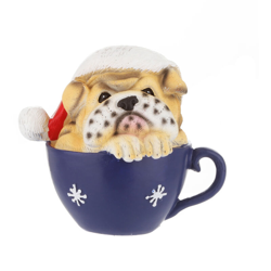 Decorazione Natalizia Tazza Con Bulldog In Poliresina, 10x8x9 Cm Blu - KASANOVA en oferta