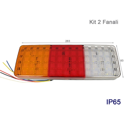 Kit Fanali Led Posteriori 24V 12V Con Luci Posizioni Stop Frecce Retromarcia 4 In 1 Per Camion Rimorchio Furgone - CARALL