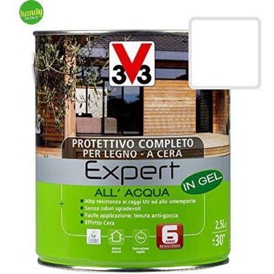 Protettivo Completo Expert Vernice ad Acqua per Legno Finestre Persiane Cera - Formato: 2,5 Lt - Colore: Bianco - V33