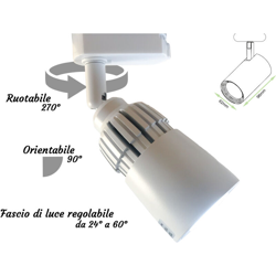 CB1703N Faro Lampada Led A Binario 10W Bianco Neutro Carcassa Bianca Angolo Luce Regolabile Da 24 a 60 Gradi - Ledlux precio