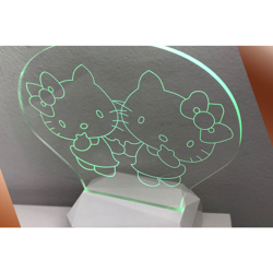 3DD908 3D Acrilico Forma Ventaglio Figura Doppio Hello Kitty (3DD908) - Ledlux precio