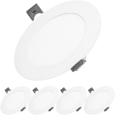 5 x Faretto da Incasso Pannello LED 6W Sostituisce 35W Alogeno - Ultra Sottile - Rotondo ? 12 cm Bianco Neutro 4000K - IP44 - Luce Soffitto Corridoio