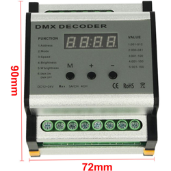 DD5701 Centralina DMX Decoder Con Rail Guida DIN 4 Canali 12V 24V 5AX4 DMX701 - Ledlux en oferta