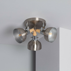 Ledkia - Lampadario Orientabile Emer 3 faretti Argento Argento en oferta